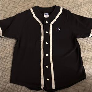 Champion Black and White Button-Up Jersey